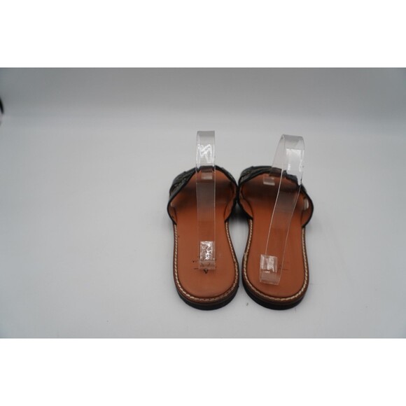 Aquatalia Andi Black Cutout Contrast Stitching Leather Slide Sandals Size 8.5 - Picture 10 of 14